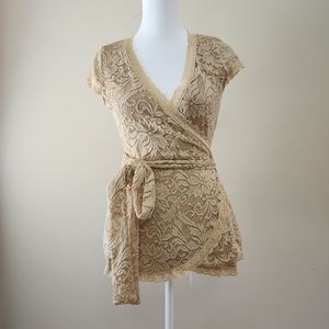 PattyBoutik Wrapped Lace Top